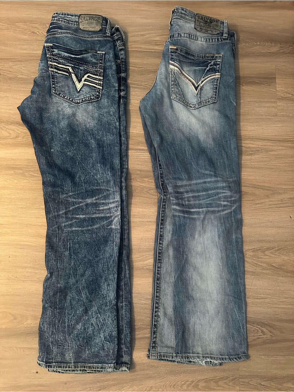 Salvage Men’s 2 Pair Two-Tone Faded Blue Bootcut Jeans